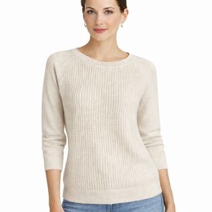 J.Crew Natural Cotton Waffle Knit Sweater Medium